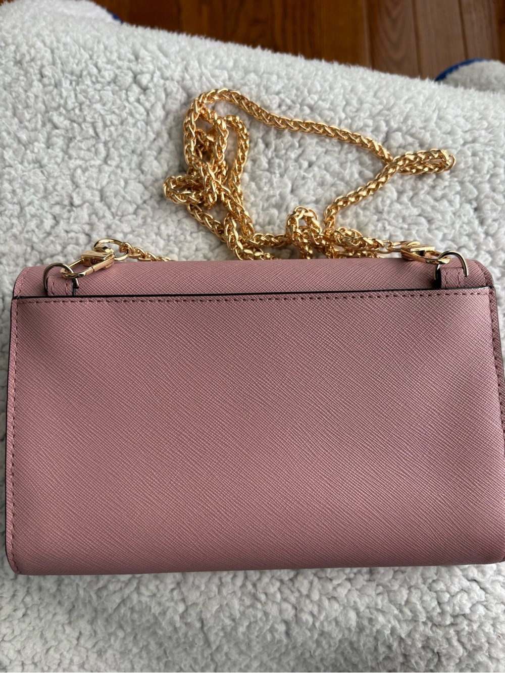 Kate Spade Pink Saffiano Leather Flap Chain Wallet Crossbody Bag - Like New - Picture 5 of 14